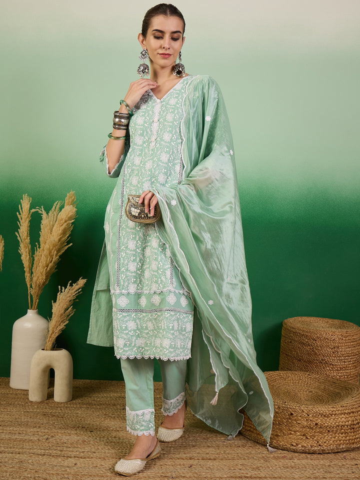 Cotton Salwar Kameez | Stunning Embroidery & Lace Detailing for Festive Wear