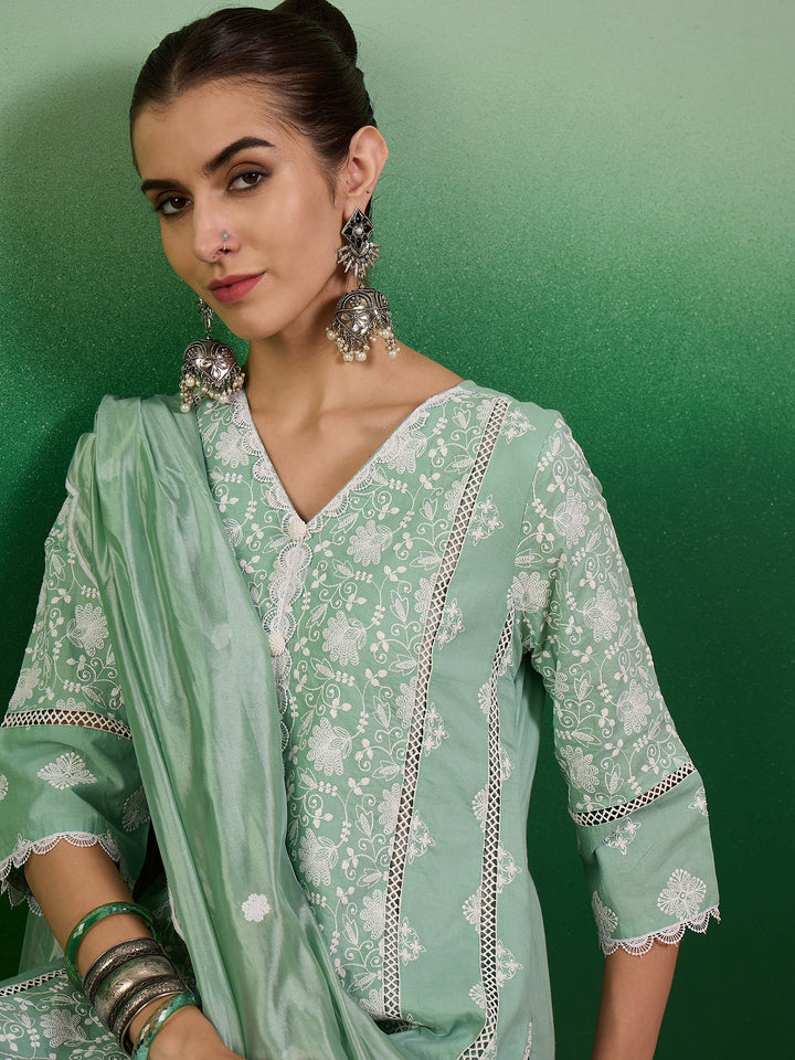 Cotton Salwar Kameez | Stunning Embroidery & Lace Detailing for Festive Wear
