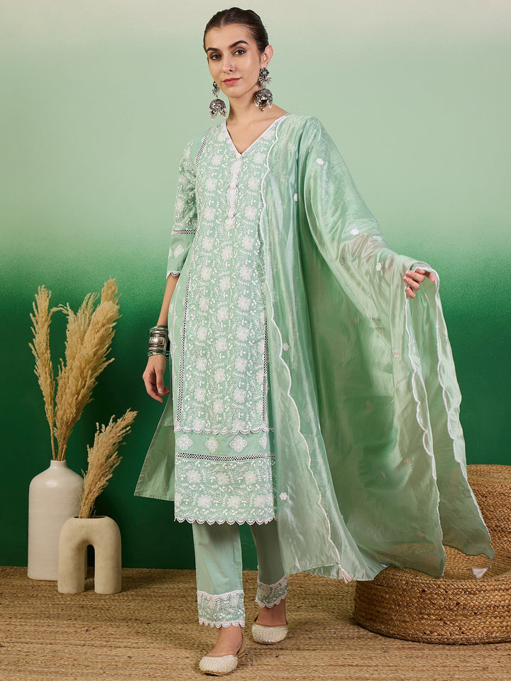 Cotton Salwar Kameez | Stunning Embroidery & Lace Detailing for Festive Wear