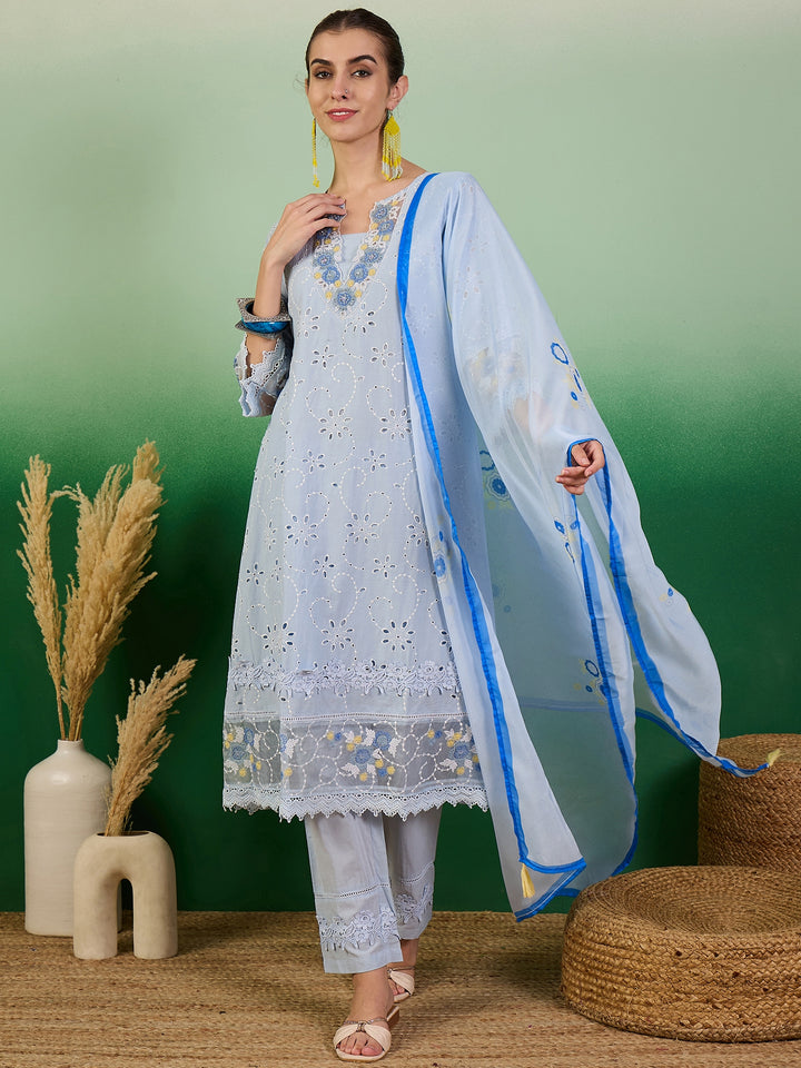 Cotton Salwar Kameez | Stunning Embroidery & Lace Detailing for Festive Wear