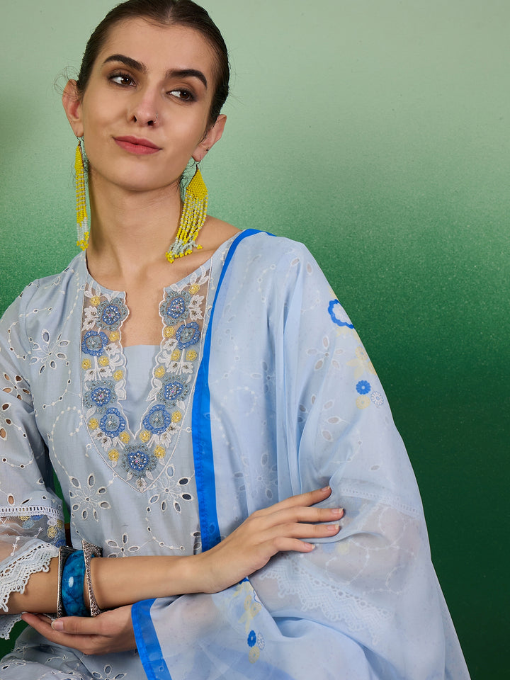 Cotton Salwar Kameez | Stunning Embroidery & Lace Detailing for Festive Wear