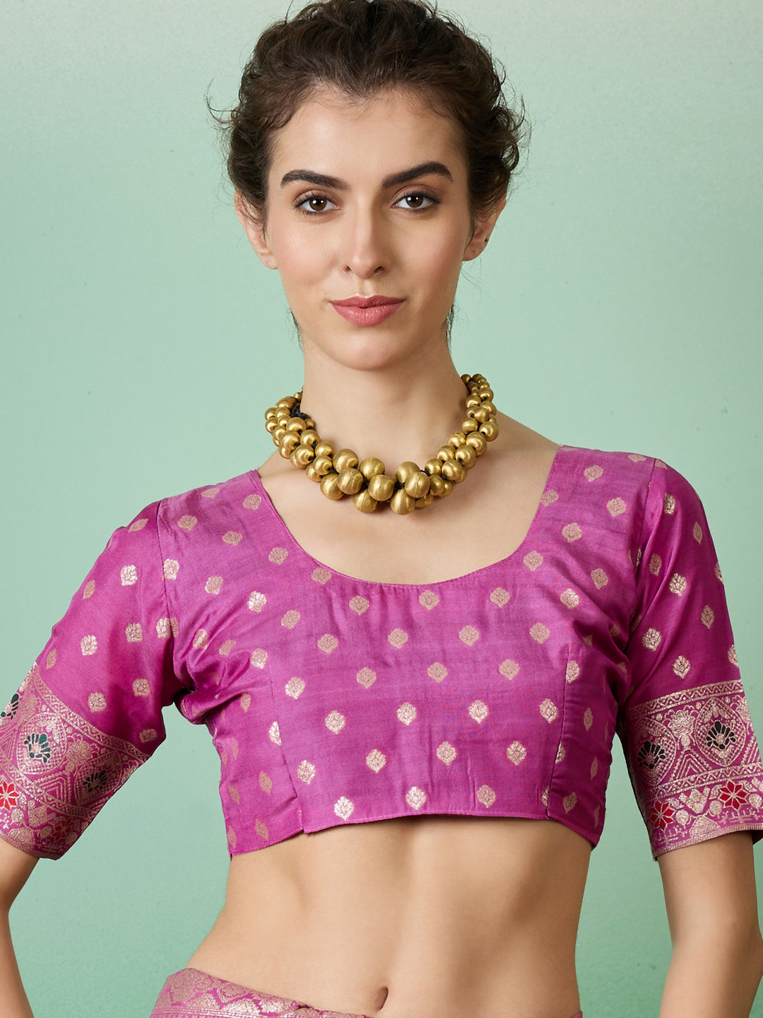 Elegant Wevon Jacquard Designer Saree | Banarasi Silk & Dola Cotton Blend