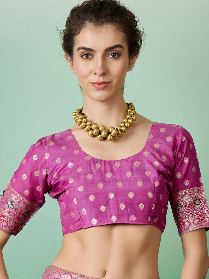 Elegant Wevon Jacquard Designer Saree | Banarasi Silk & Dola Cotton Blend
