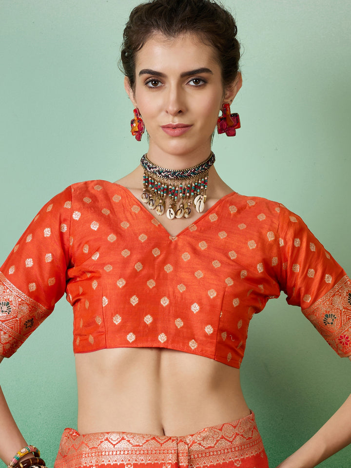 Elegant Wevon Jacquard Designer Saree | Banarasi Silk & Dola Cotton Blend