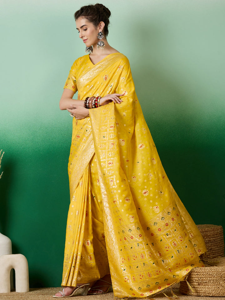 Elegant Wevon Jacquard Designer Saree | Banarasi Silk & Dola Cotton Blend