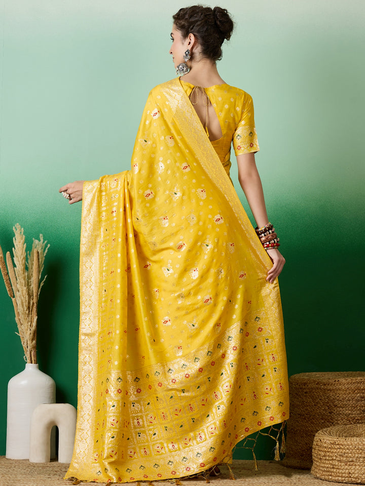 Elegant Wevon Jacquard Designer Saree | Banarasi Silk & Dola Cotton Blend