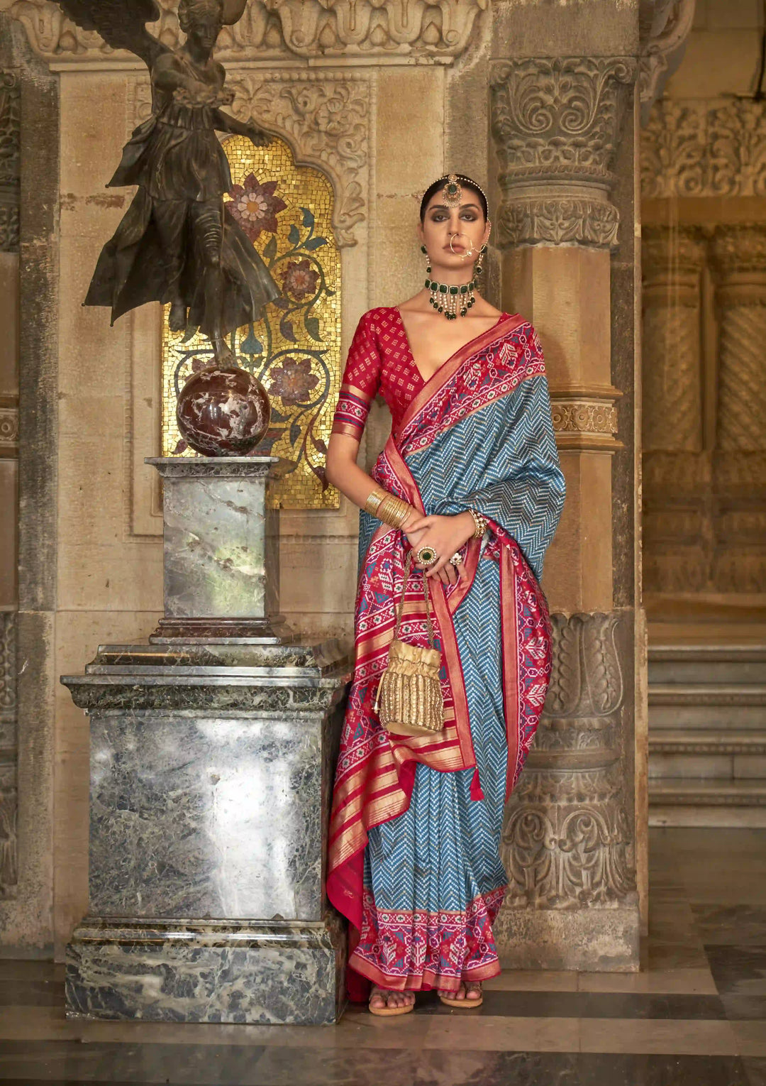 Elegant S-V-P Silk Saree with Banarasi Silk | Designer Weaving for Weddings & Special Events