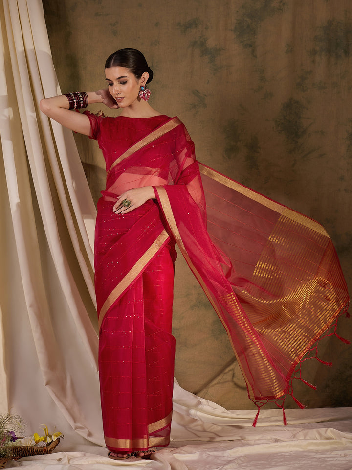 Radiant Organza Silk Saree with | Elegance Redefined for Weddings