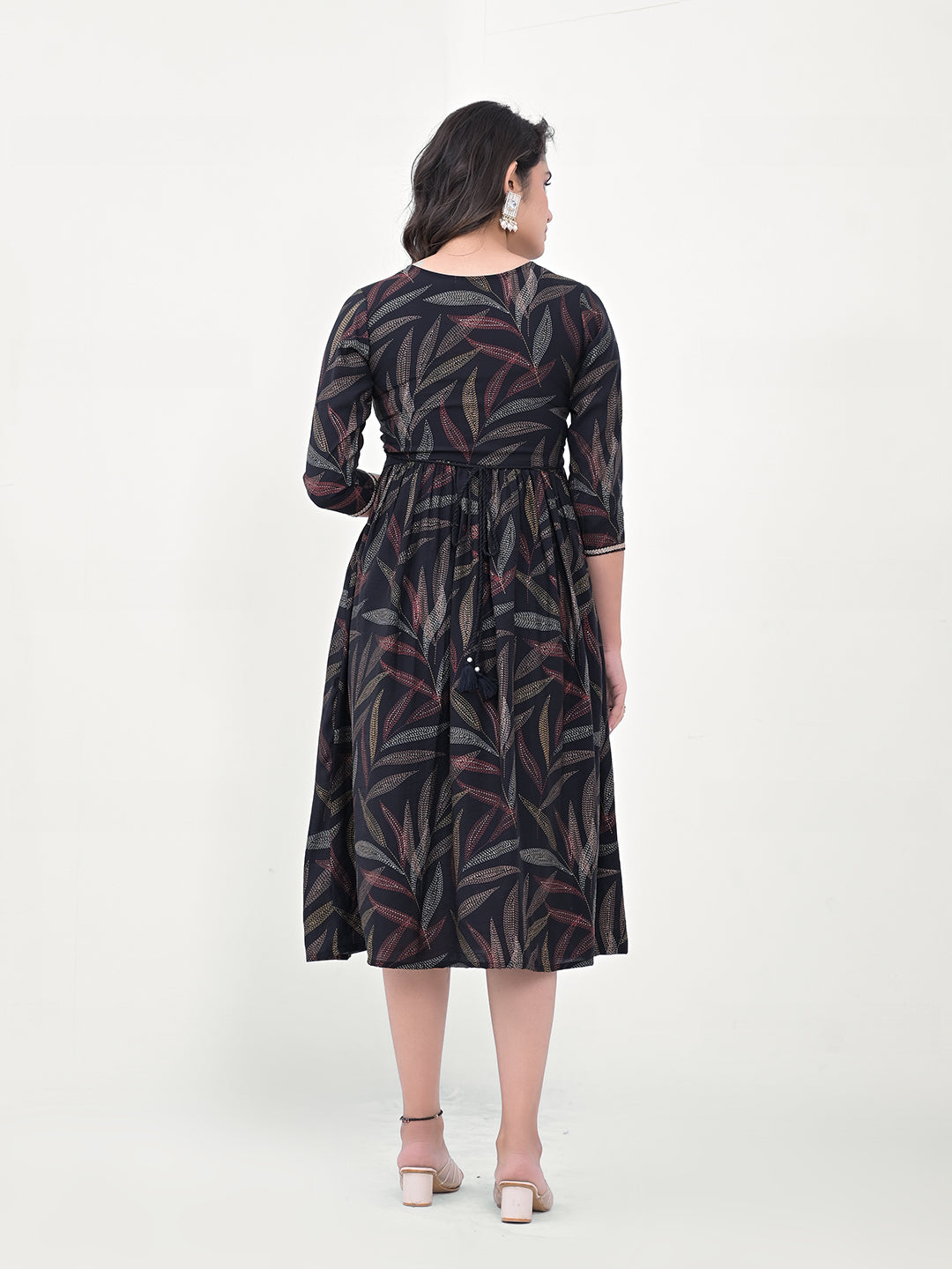 Navy Blue Kurti for Women | Designer Printed Silk Blend Kurta