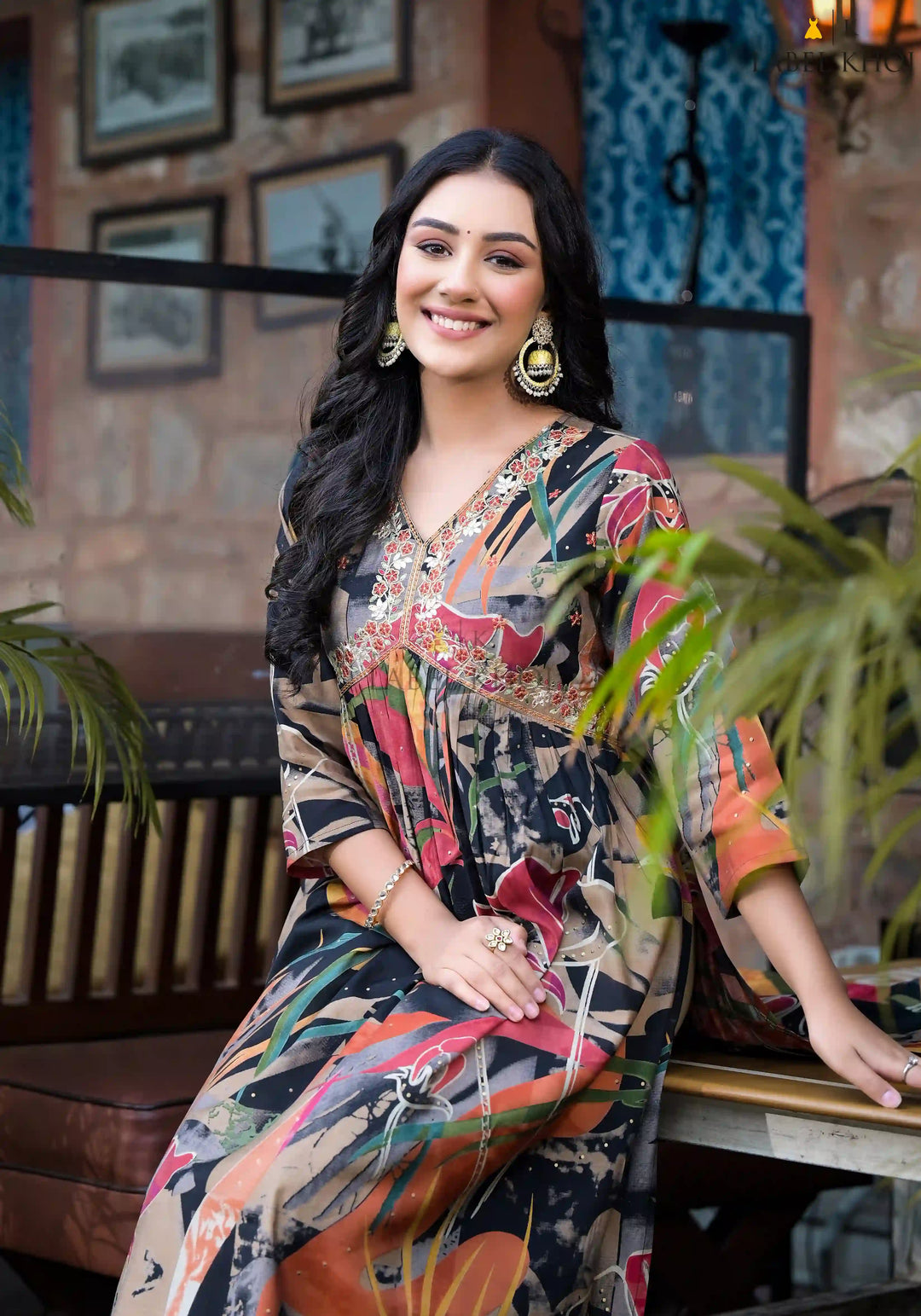 Multicolor Silk Blend Kurti | Designer Printed Long Indian Ethnic Wear