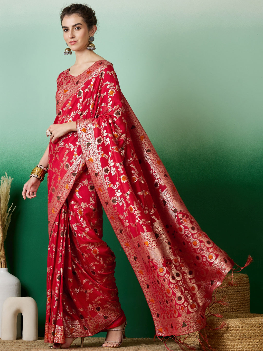 Designer Staple Dola Cotton Saree | Wevon Meenakari Work for Parties
