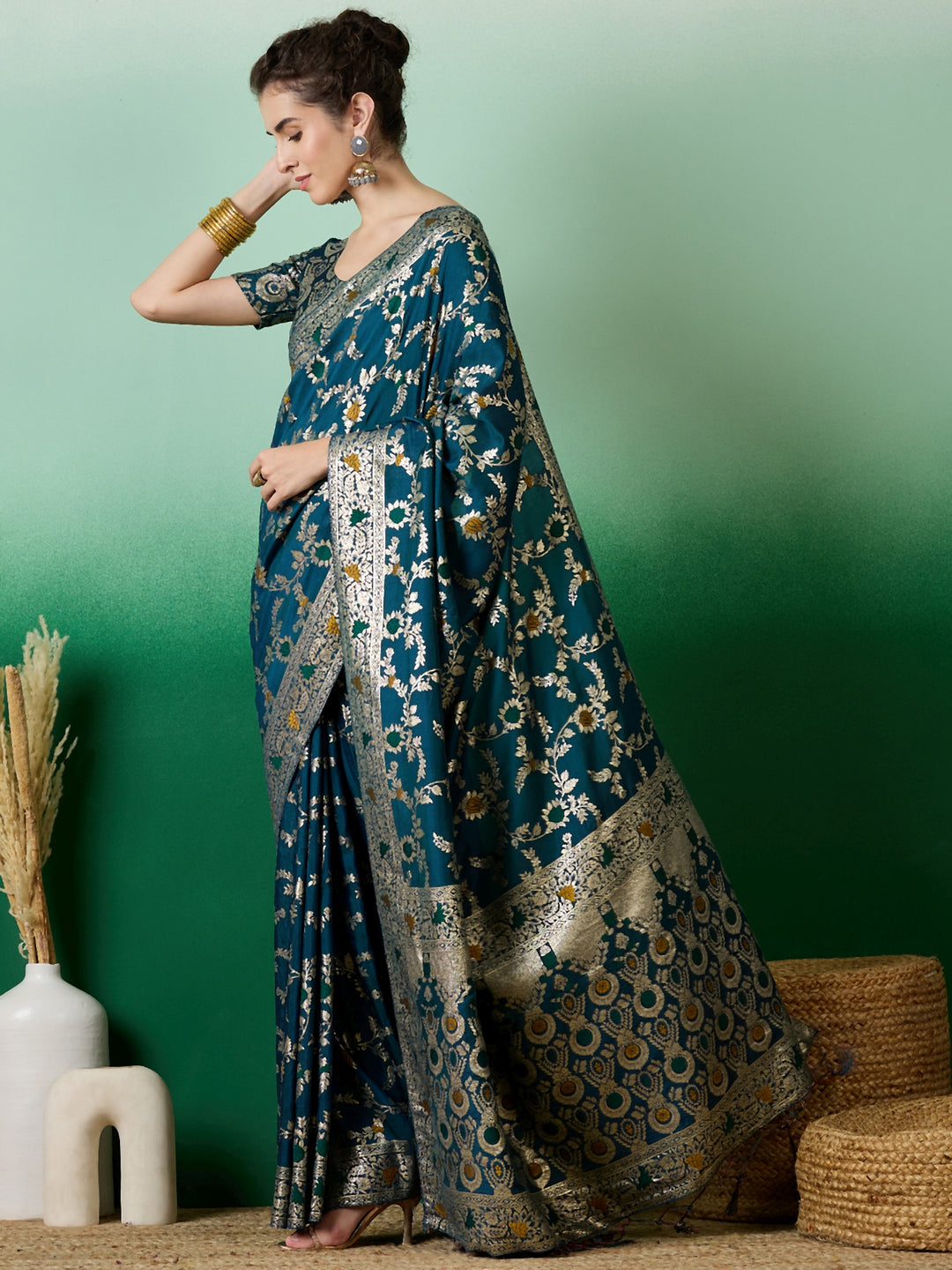 Designer Staple Dola Cotton Saree | Wevon Meenakari Work for Parties