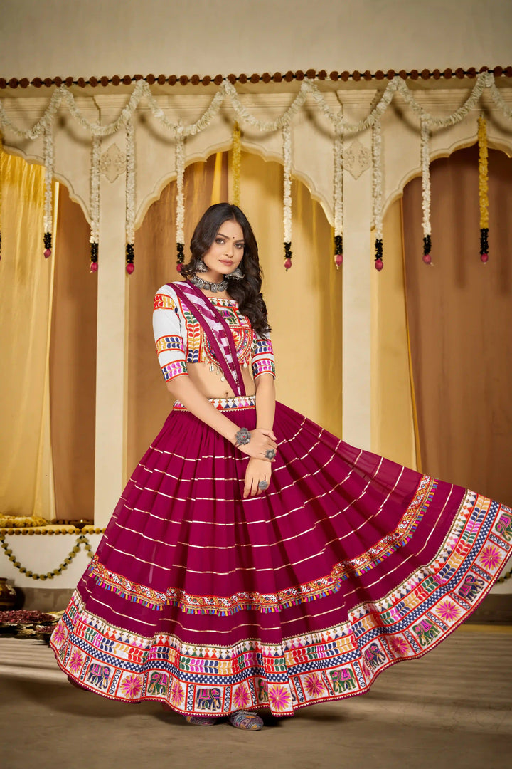 Beautiful White Georgette Lehenga with Pink Dupatta | Crafted for Timeless Elegance