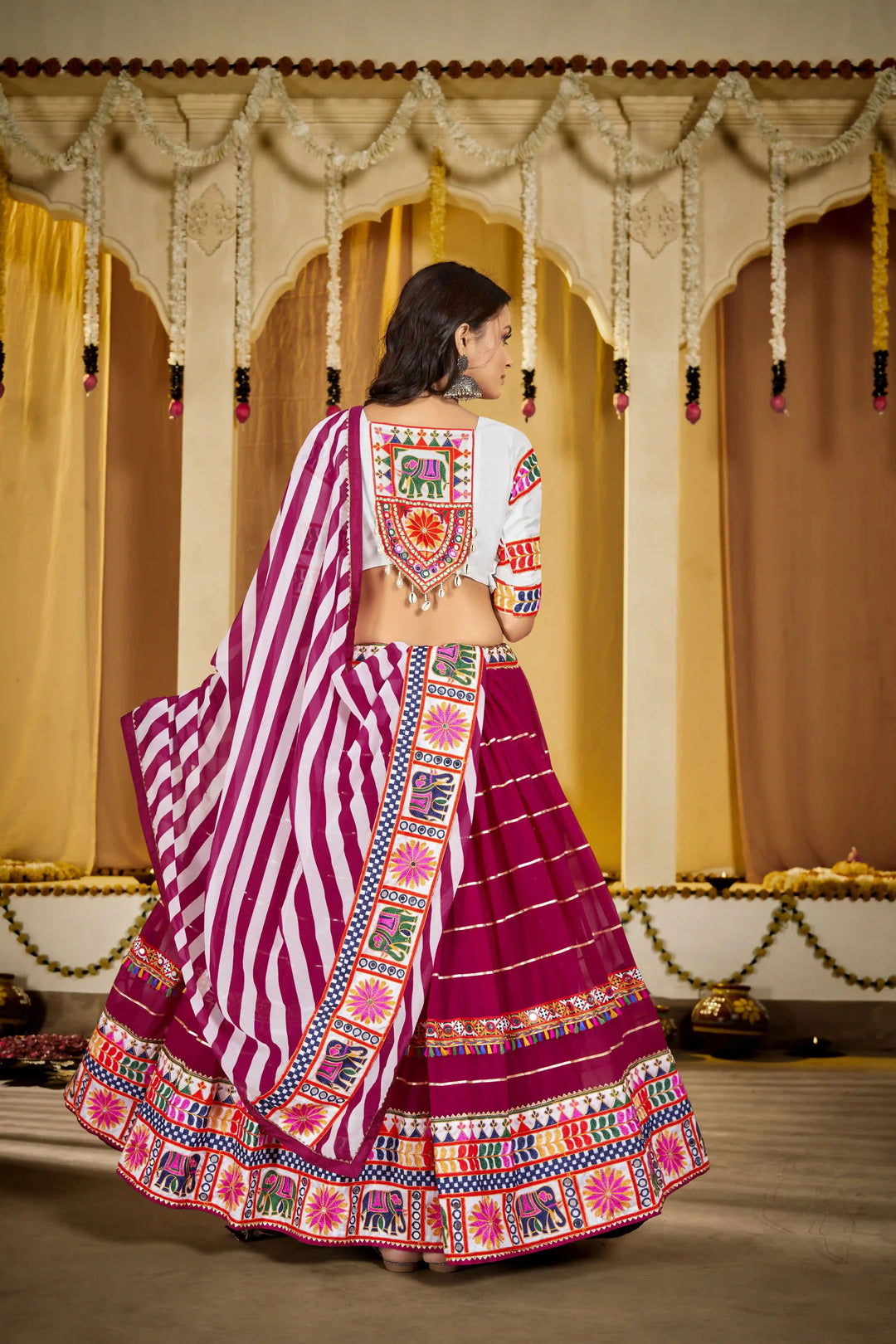Beautiful White Georgette Lehenga with Pink Dupatta | Crafted for Timeless Elegance
