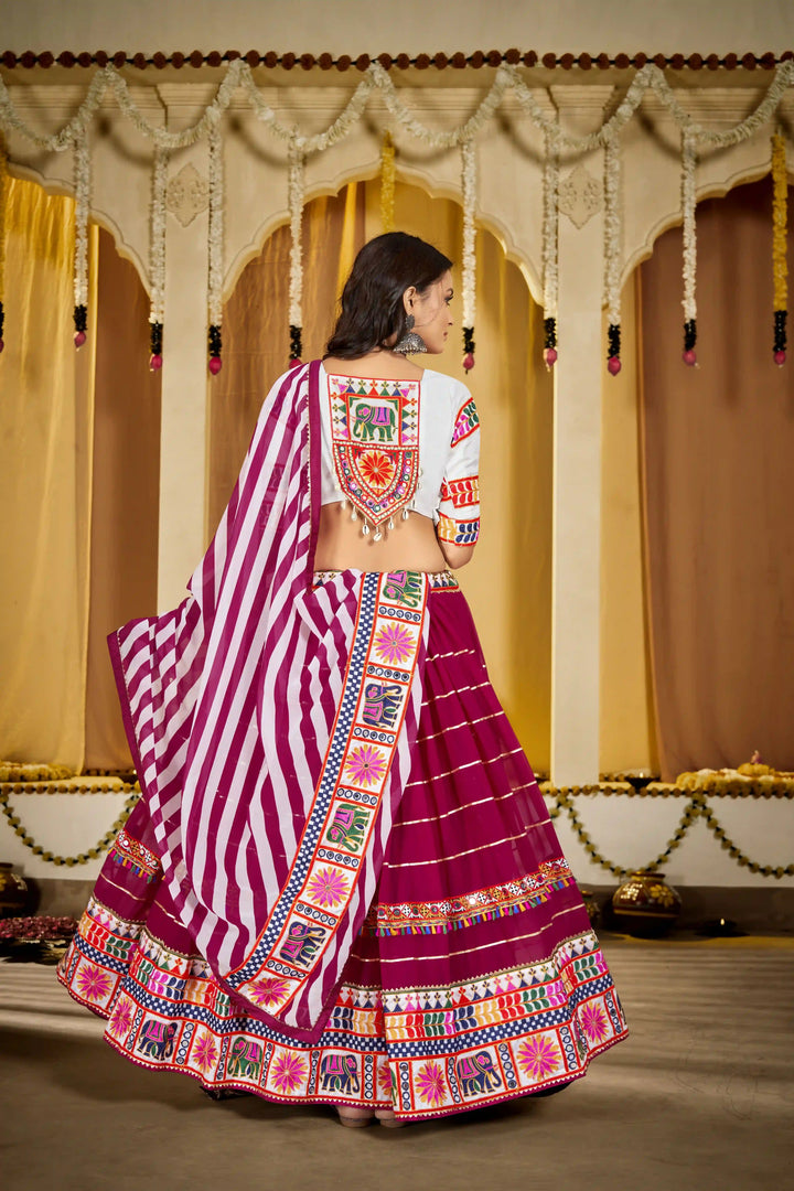 Beautiful White Georgette Lehenga with Pink Dupatta | Crafted for Timeless Elegance