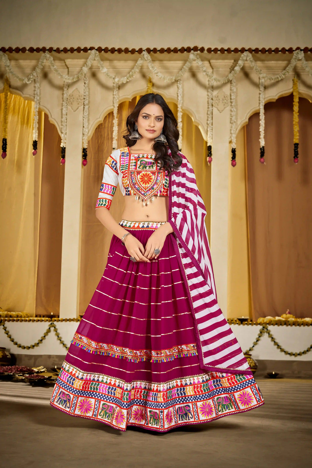 Beautiful White Georgette Lehenga with Pink Dupatta | Crafted for Timeless Elegance