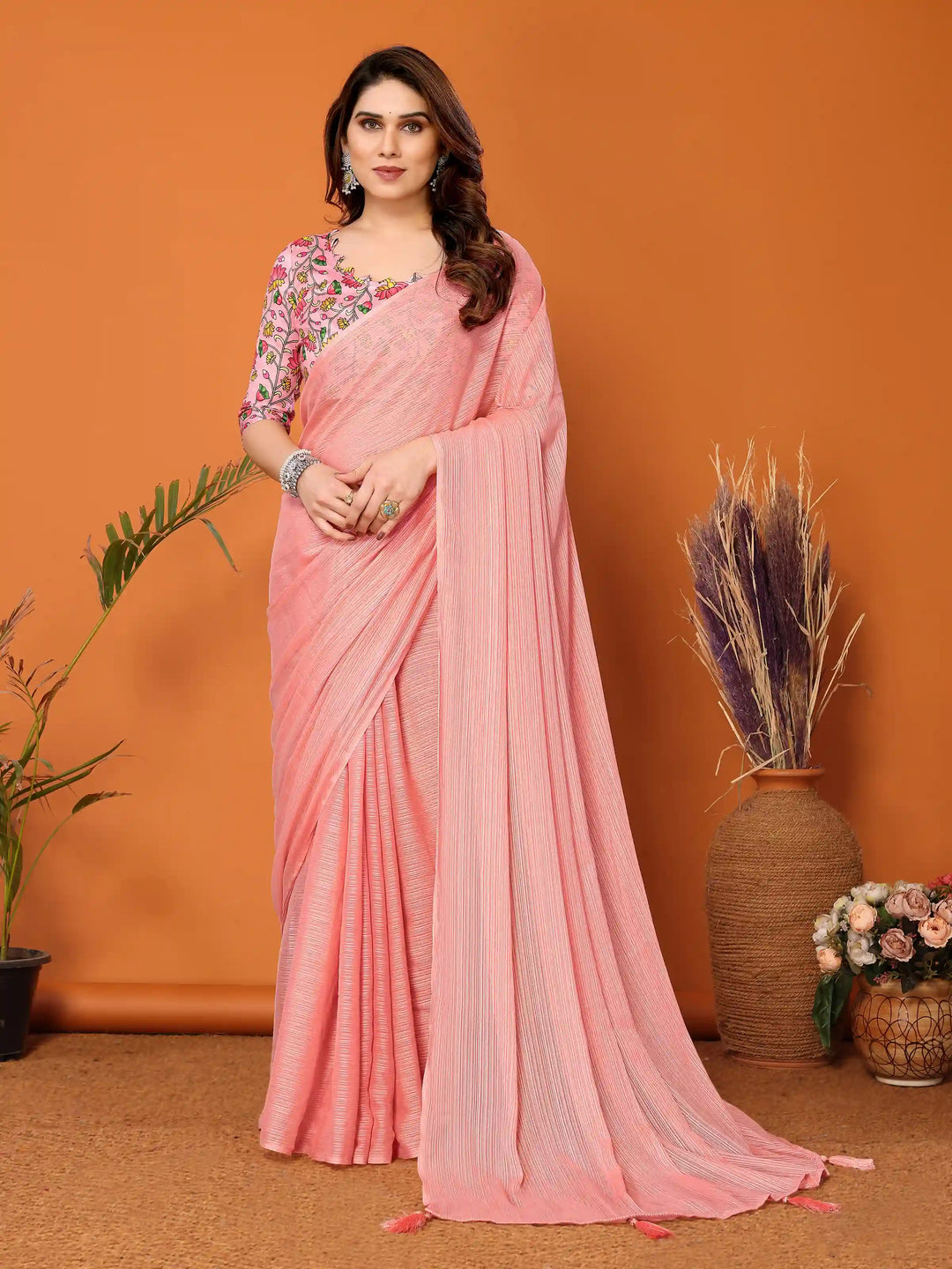 Elegant Polyester Zari Banglori Saree | Solid and Digital Printed Party Look