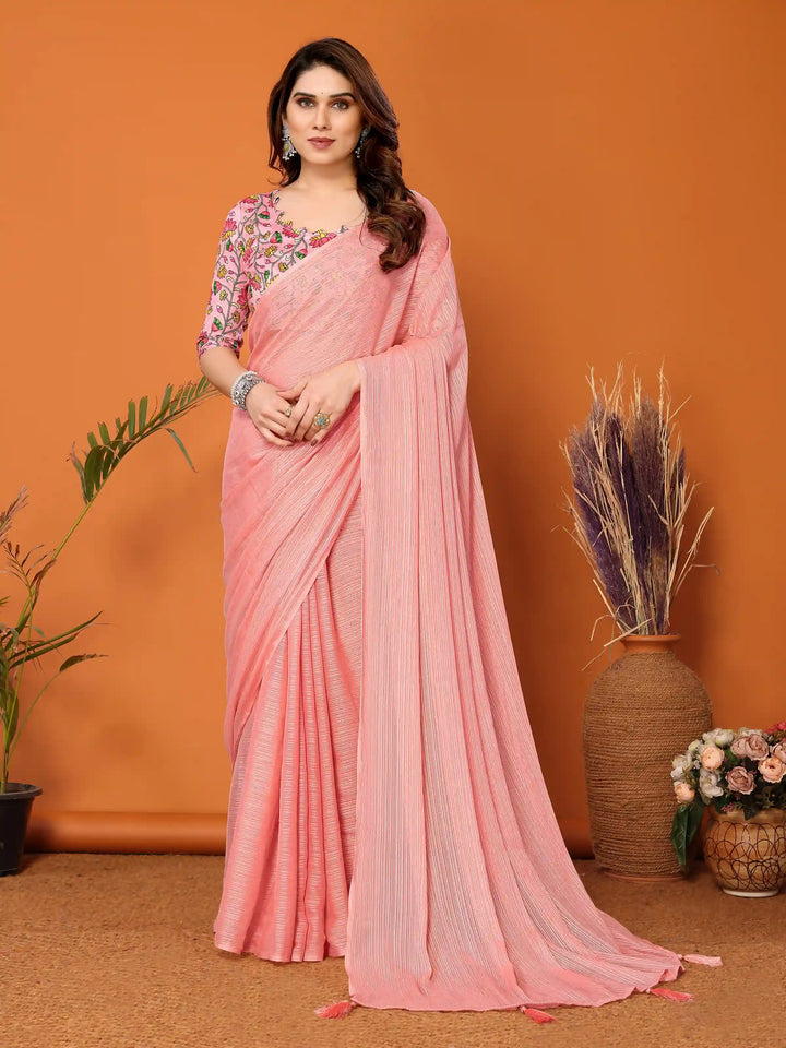 Elegant Polyester Zari Banglori Saree | Solid and Digital Printed Party Look