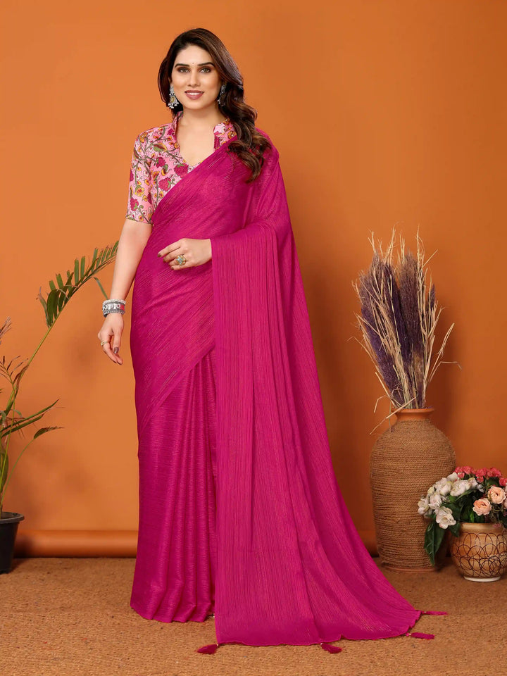 Elegant Polyester Zari Banglori Saree | Solid and Digital Printed Party Look