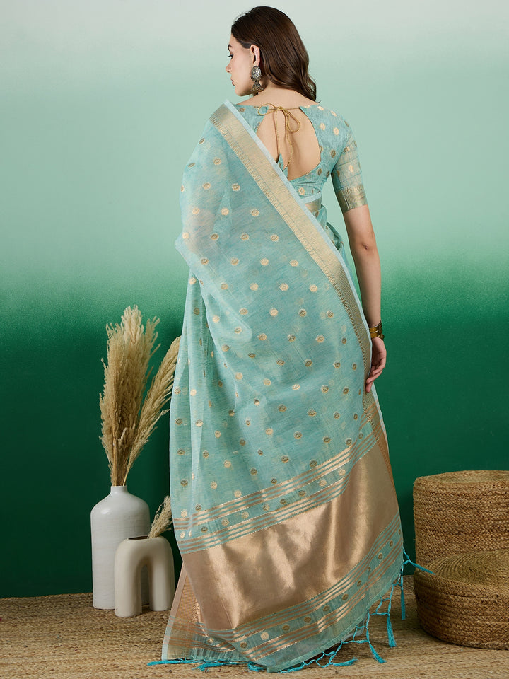 Designer Khadi Organza Saree | Wevon Jacquard Party Wear Saree