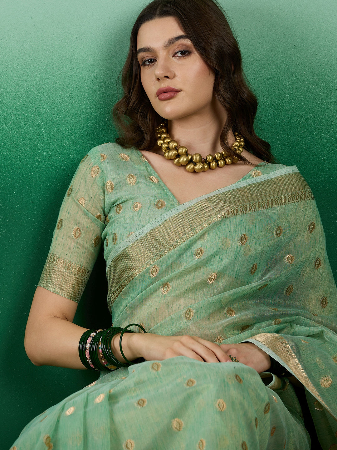 Designer Khadi Organza Saree | Wevon Jacquard Party Wear Saree
