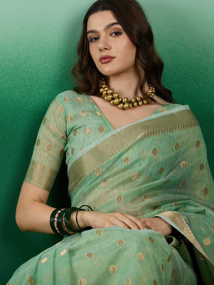 Designer Khadi Organza Saree | Wevon Jacquard Party Wear Saree