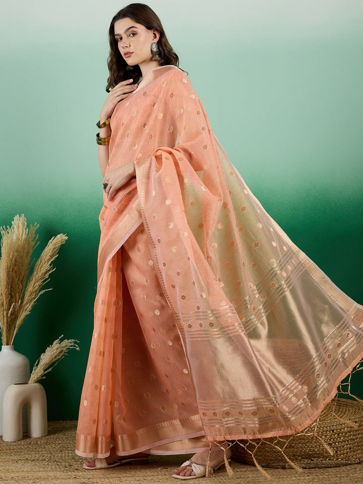 Designer Khadi Organza Saree | Wevon Jacquard Party Wear Saree