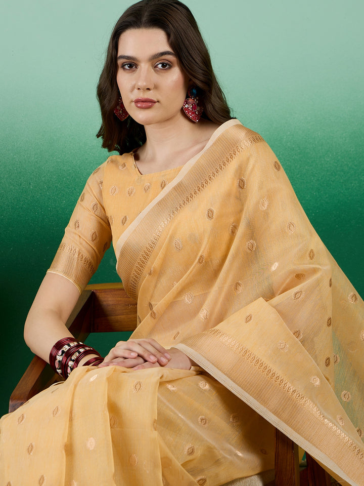 Designer Khadi Organza Saree | Wevon Jacquard Party Wear Saree
