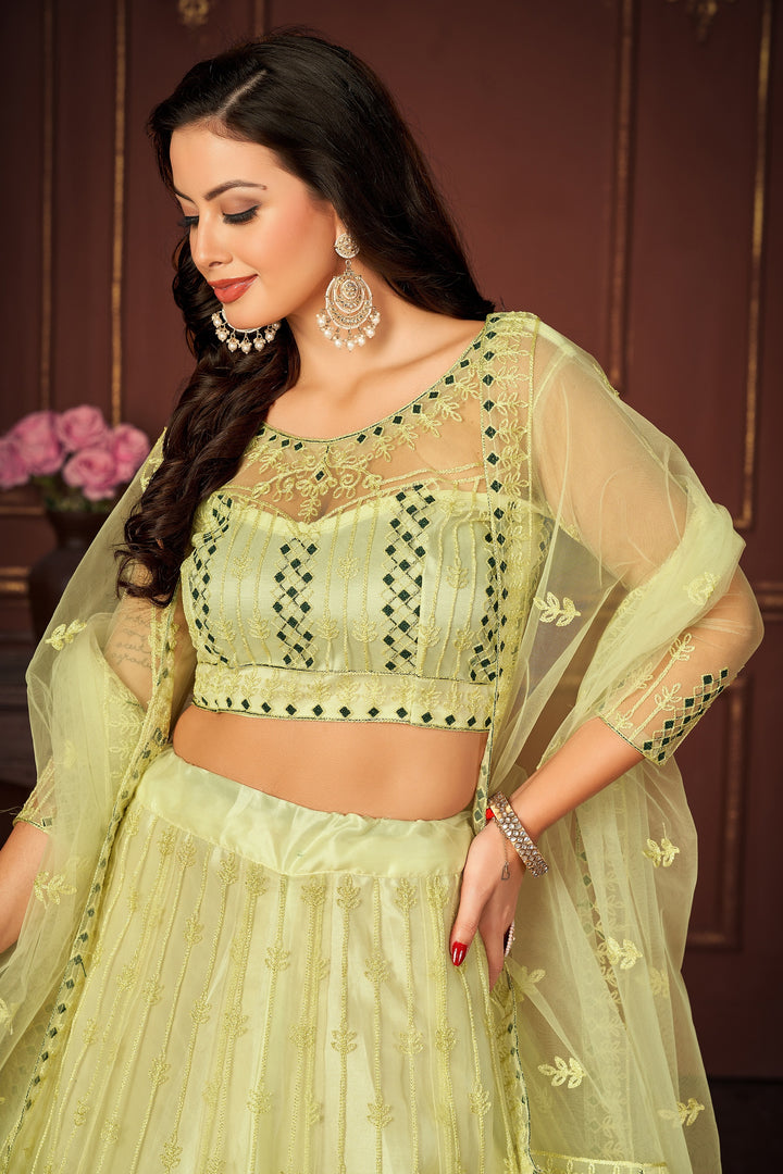Stunning Yellow Net Lehenga with Yellow Dupatta | Crafted for Timeless Elegance