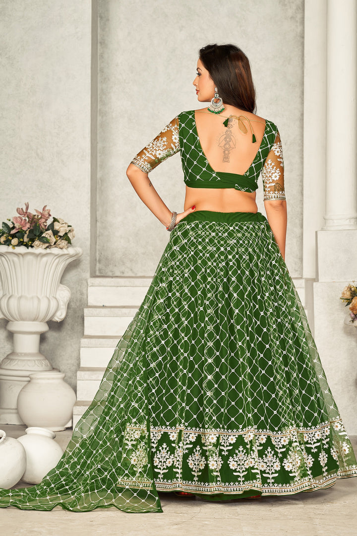 Radiant mehendi Net Lehenga with mehendi Dupatta | A Stylish and Sophisticated Choice