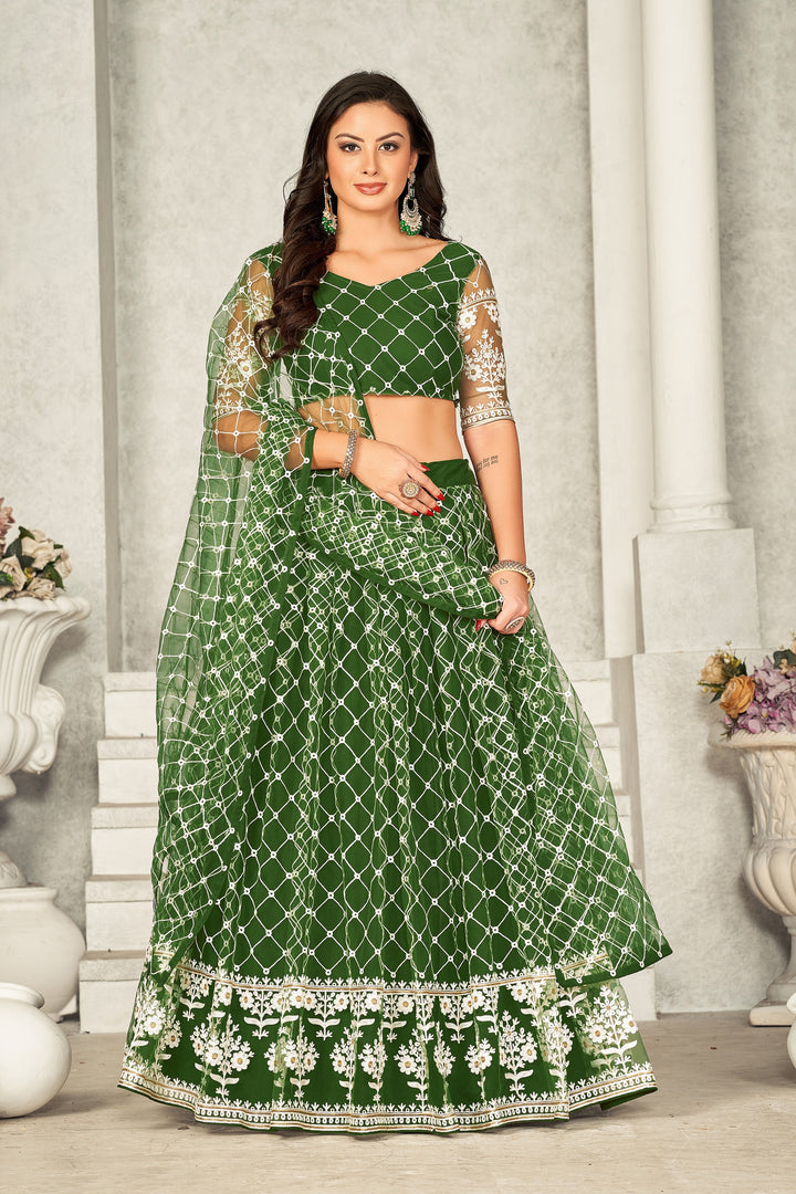 Radiant mehendi Net Lehenga with mehendi Dupatta | A Stylish and Sophisticated Choice