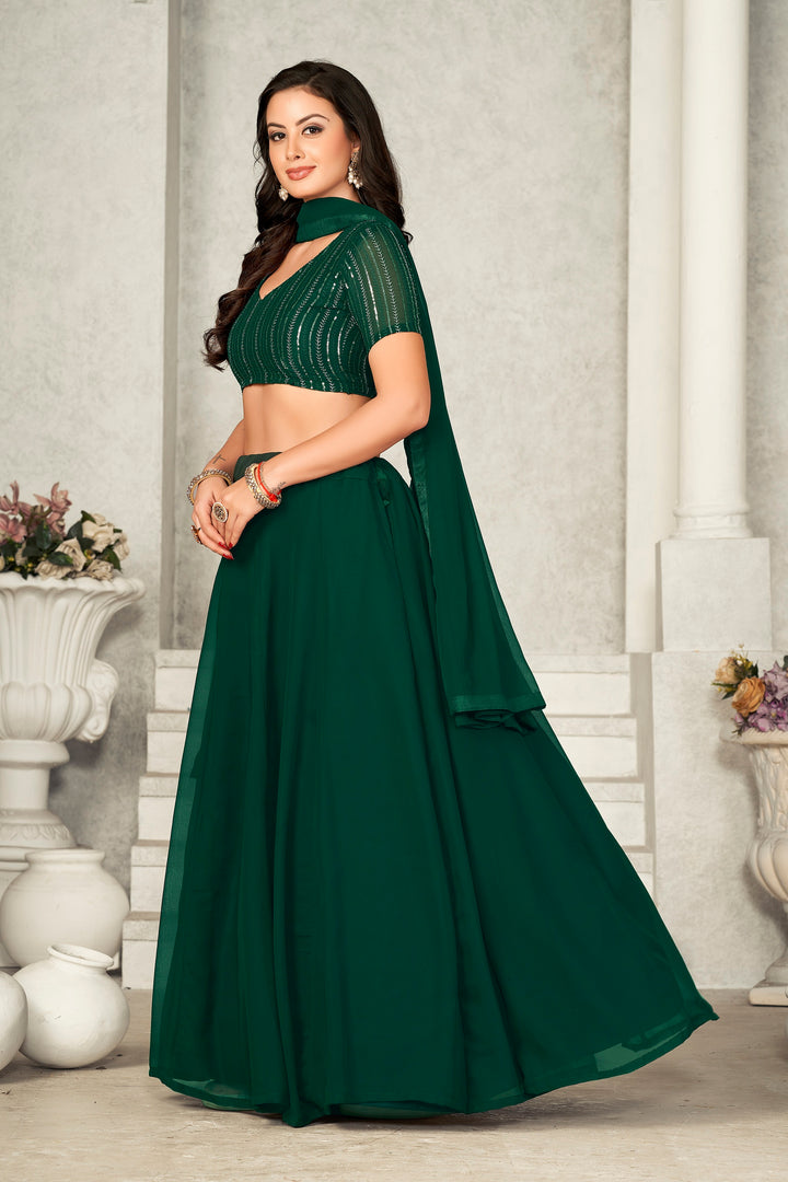 Beautiful Green Georgette Lehenga with Green Dupatta | Unmatched Beauty for Grand Occasions