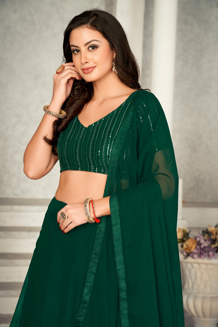Beautiful Green Georgette Lehenga with Green Dupatta | Unmatched Beauty for Grand Occasions