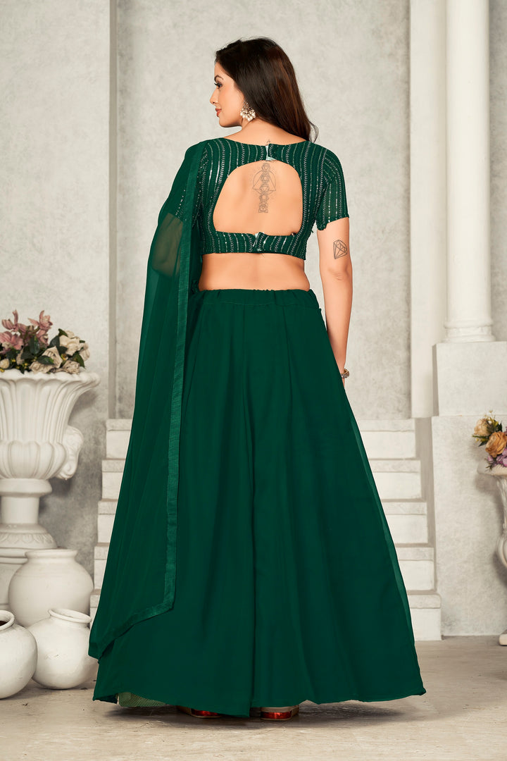 Beautiful Green Georgette Lehenga with Green Dupatta | Unmatched Beauty for Grand Occasions