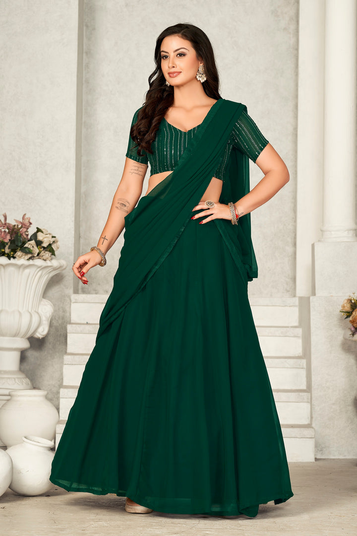 Beautiful Green Georgette Lehenga with Green Dupatta | Unmatched Beauty for Grand Occasions