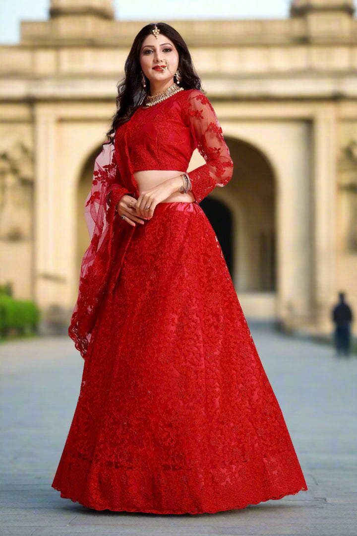 Breathtaking Net Lehenga with Dupatta | Perfect for Weddings and Celebrations