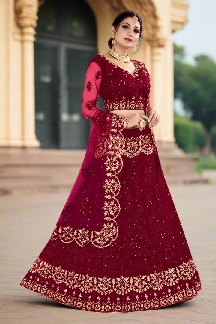 Sophisticated Net Lehenga with Dupatta | Perfect for Weddings and Celebrations
