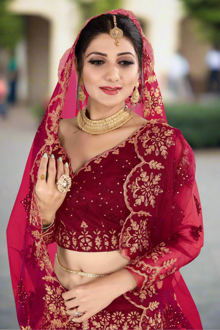 Sophisticated Net Lehenga with Dupatta | Perfect for Weddings and Celebrations