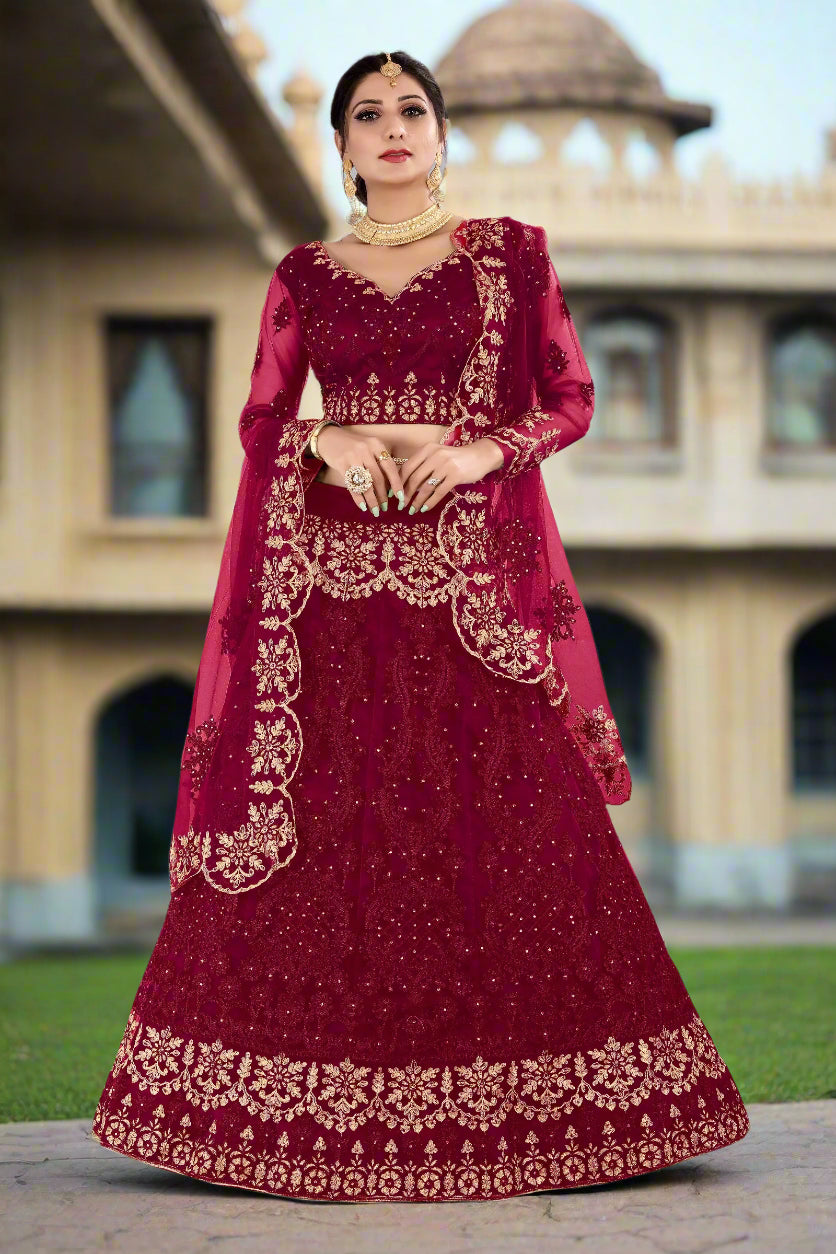Sophisticated Net Lehenga with Dupatta | Perfect for Weddings and Celebrations