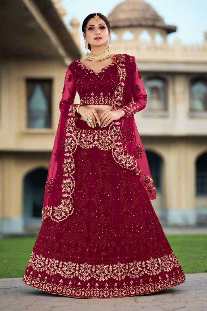 Sophisticated Net Lehenga with Dupatta | Perfect for Weddings and Celebrations