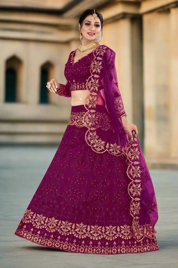Sophisticated Net Lehenga with Dupatta | Perfect for Weddings and Celebrations