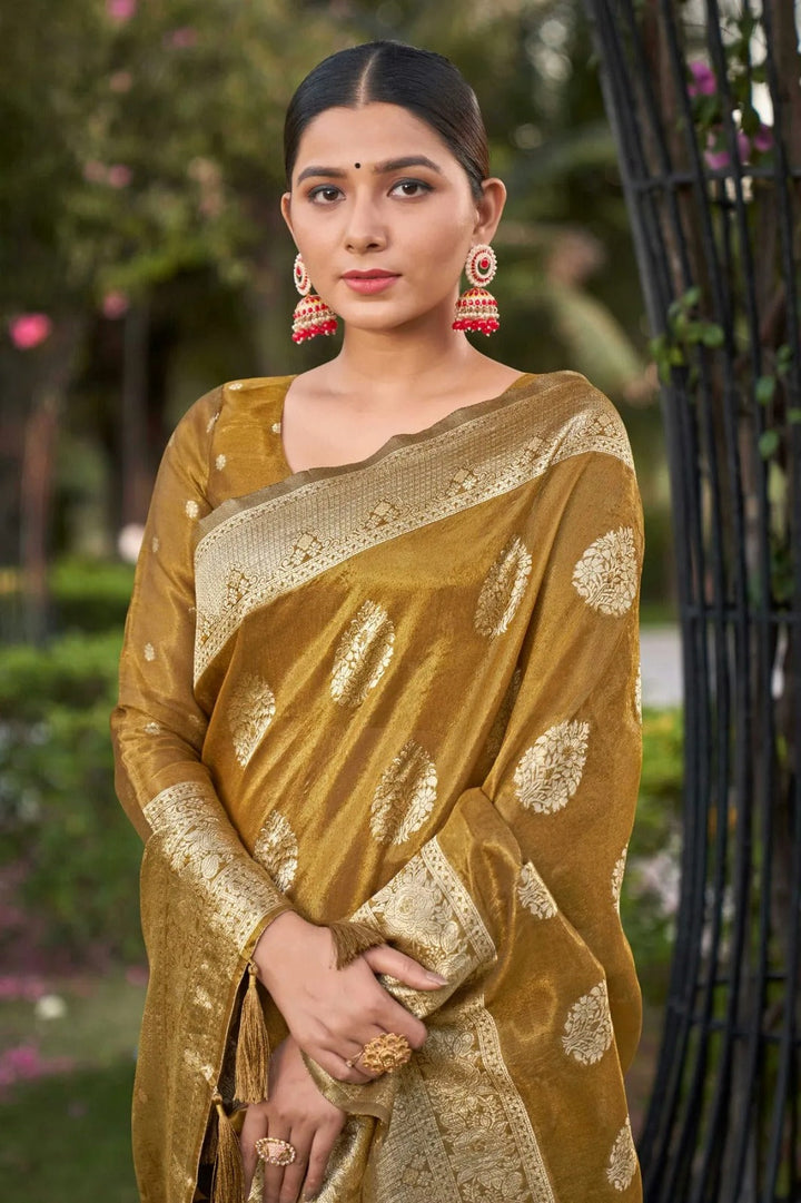 Elegant Simmer Silk Saree | Designer Weaving Jari Pallu for Weddings & Festive Events