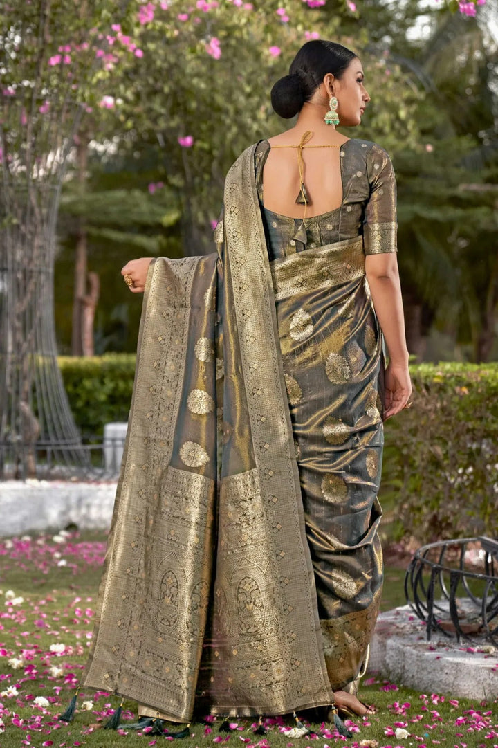 Elegant Simmer Silk Saree | Designer Weaving Jari Pallu for Weddings & Festive Events