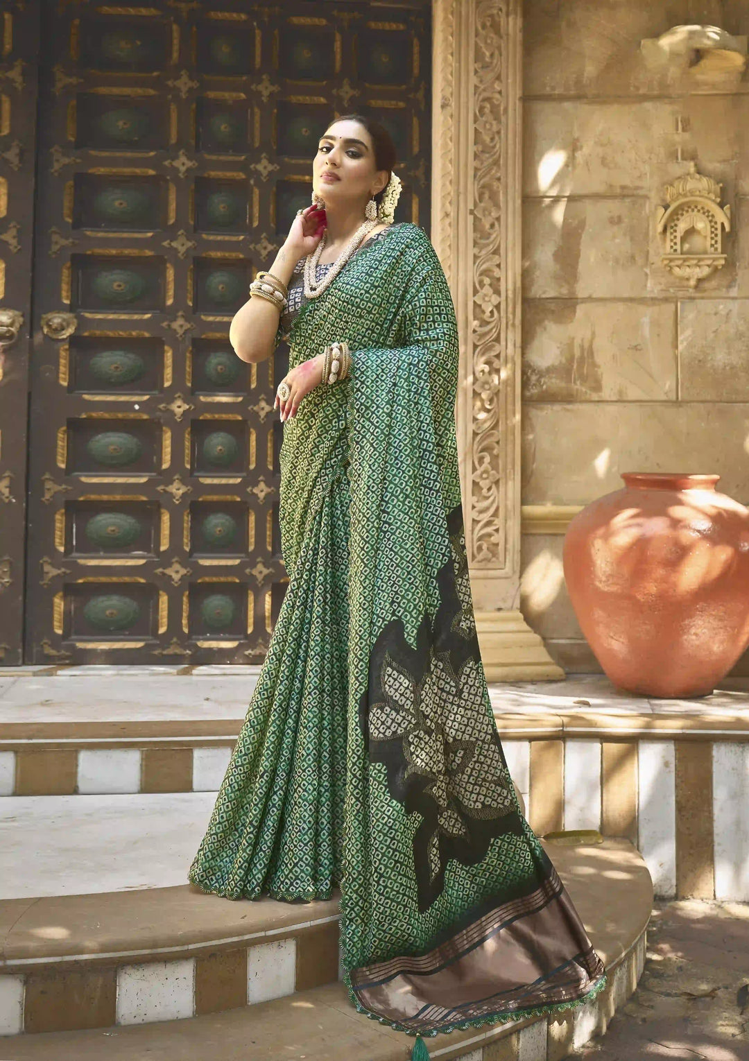 Designer Gajji-Silk Saree | Hand-Work Banarasi-Silk for Special Events
