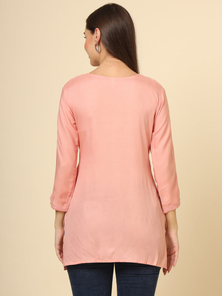 Stylish Lucknowi Kurti | Rayon Short Kurti with Chikankari Embroidery