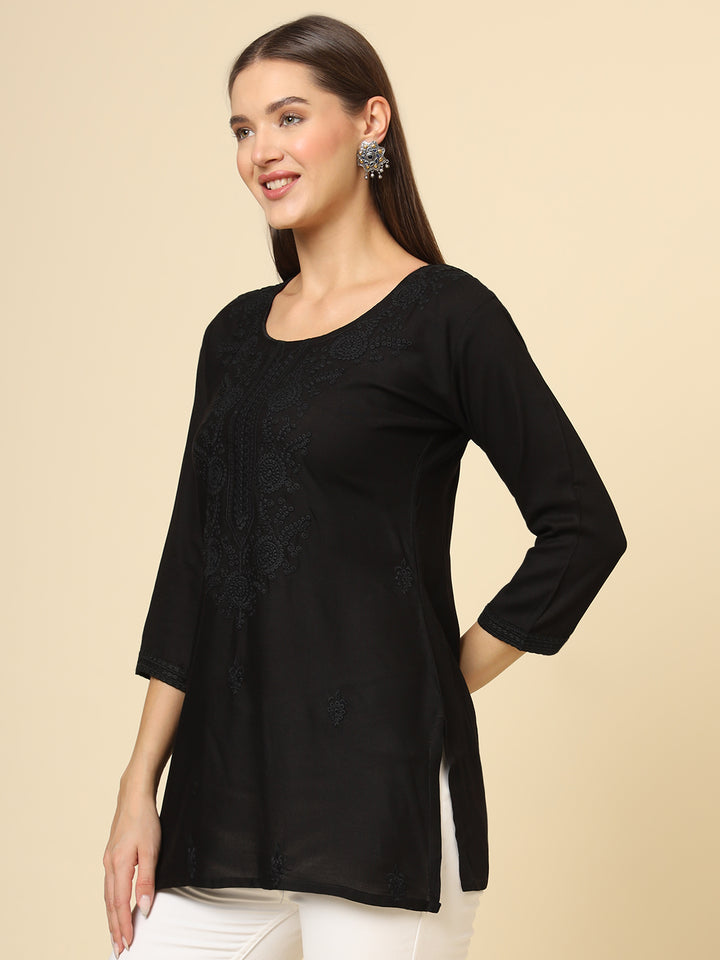 Stylish Lucknowi Kurti | Rayon Short Kurti with Chikankari Embroidery