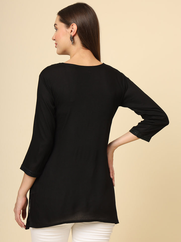 Stylish Lucknowi Kurti | Rayon Short Kurti with Chikankari Embroidery