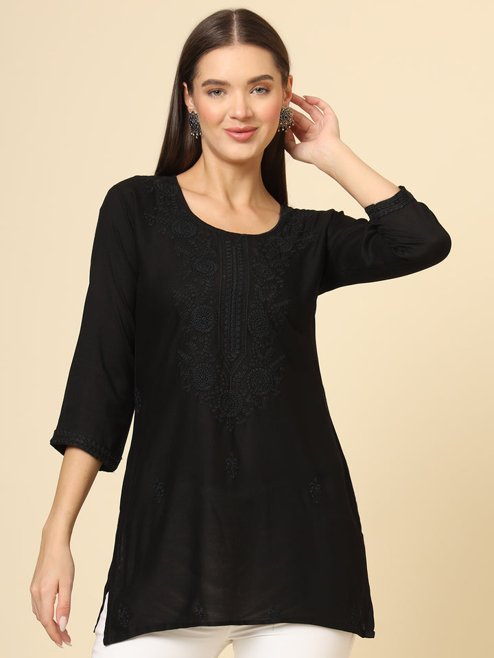 Stylish Lucknowi Kurti | Rayon Short Kurti with Chikankari Embroidery