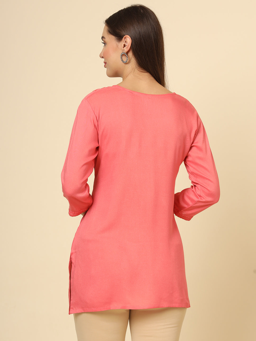 Stylish Lucknowi Kurti | Rayon Short Kurti with Chikankari Embroidery