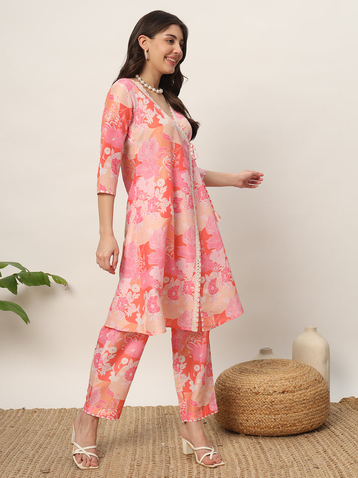 Stylish Pink Co-Ord Set | Elegant Cotton Blend Outfit with Designer Prints